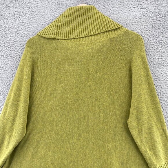 Chicos Sweater Womens 3 US Extra Large Green Marled Ribbed Cowl Neck Pullover - Picture 4 of 10